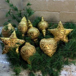 Lot of 8 Gold Ornaments